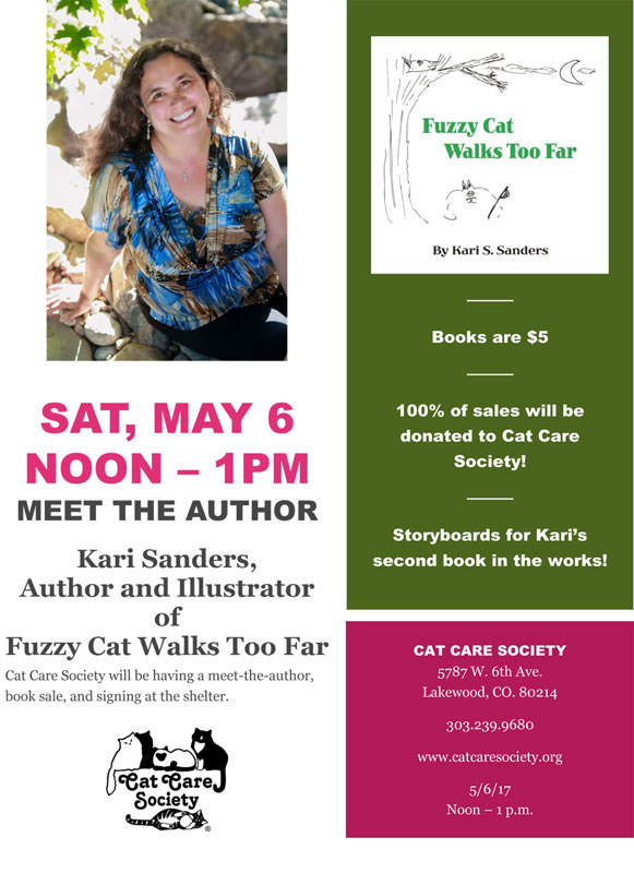 Book Signing for Fuzzy Cat Walks Too Far by Kari S. Sanders and the Cat CAre Society
